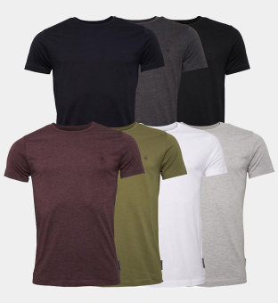 French Connection 7 Packa T-shirts Herr Svart  Vit  Marine  Ljus Grå Marl  Charmel  Chatmel  Khaki