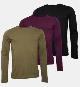 French Connection 3 Packa T-shirts Herr Svart Khaki Chateaux