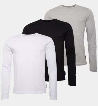 French Connection 3 Packa T-shirts Herr Svart  Vit  Ljus Grå Melange