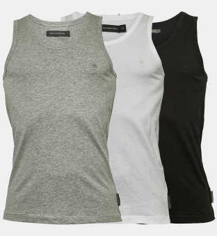 French Connection 3 Packa T-shirts Herr Svart  Vit  Ljus Grå Melange